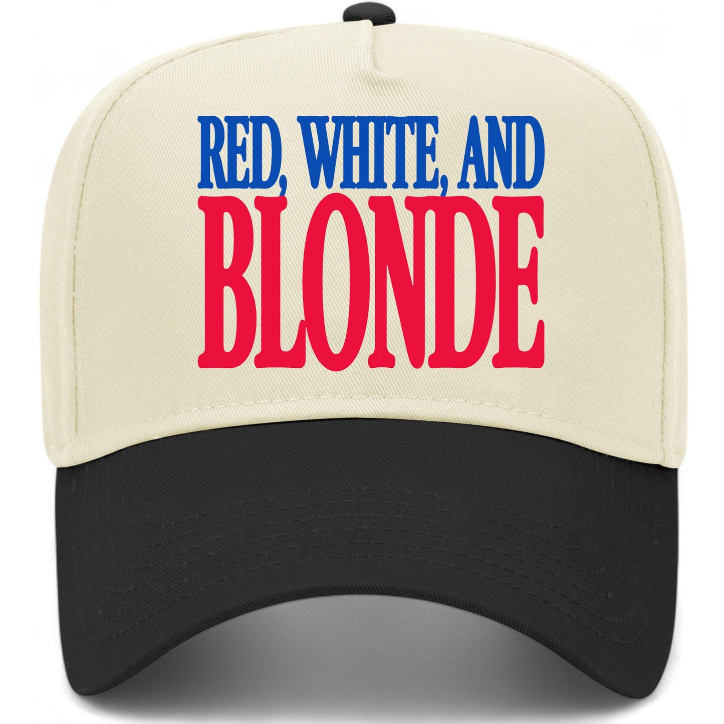 Red, White, and Blonde Hat