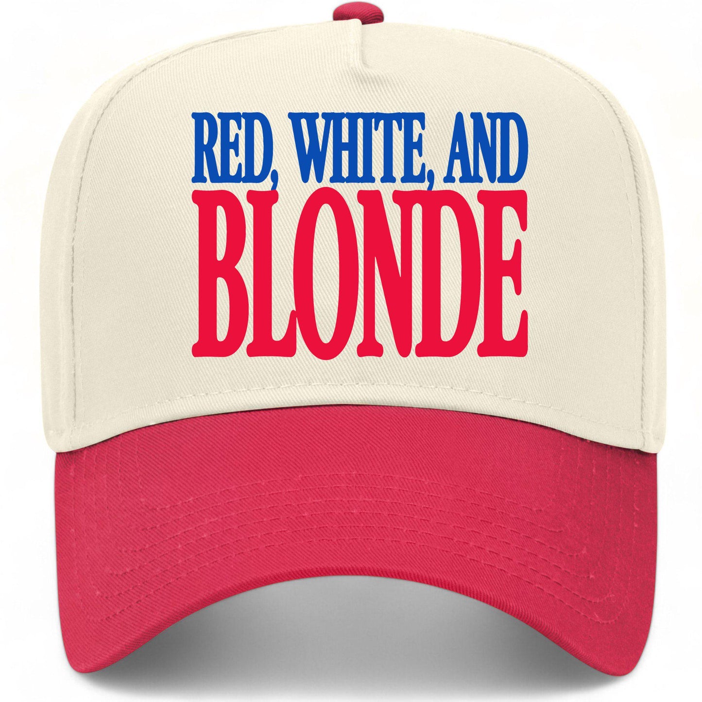 Red, White, and Blonde Hat
