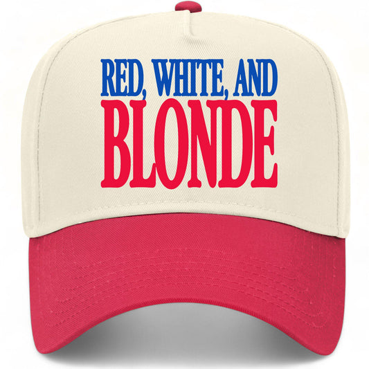 Red, White, and Blonde Hat