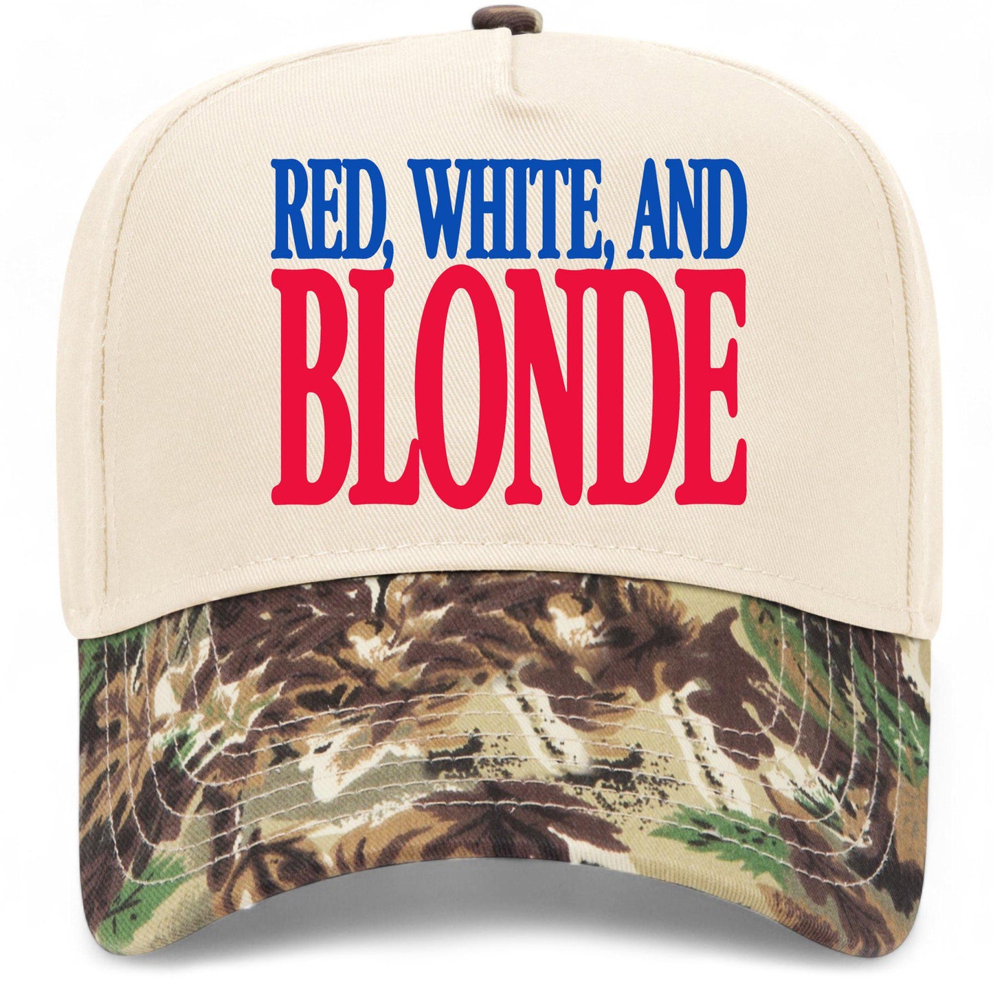 Red, White, and Blonde Hat