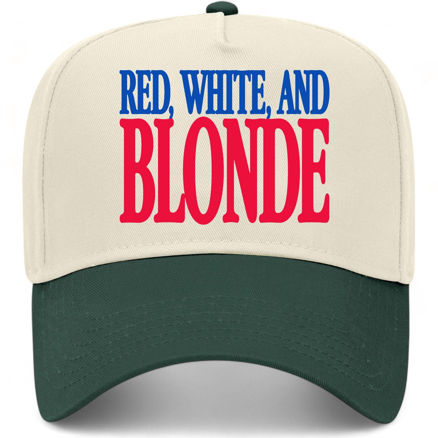 Red, White, and Blonde Hat