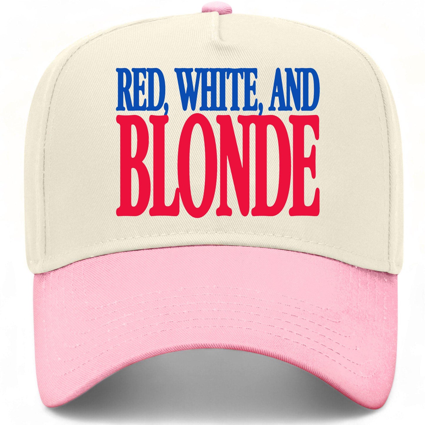 Red, White, and Blonde Hat