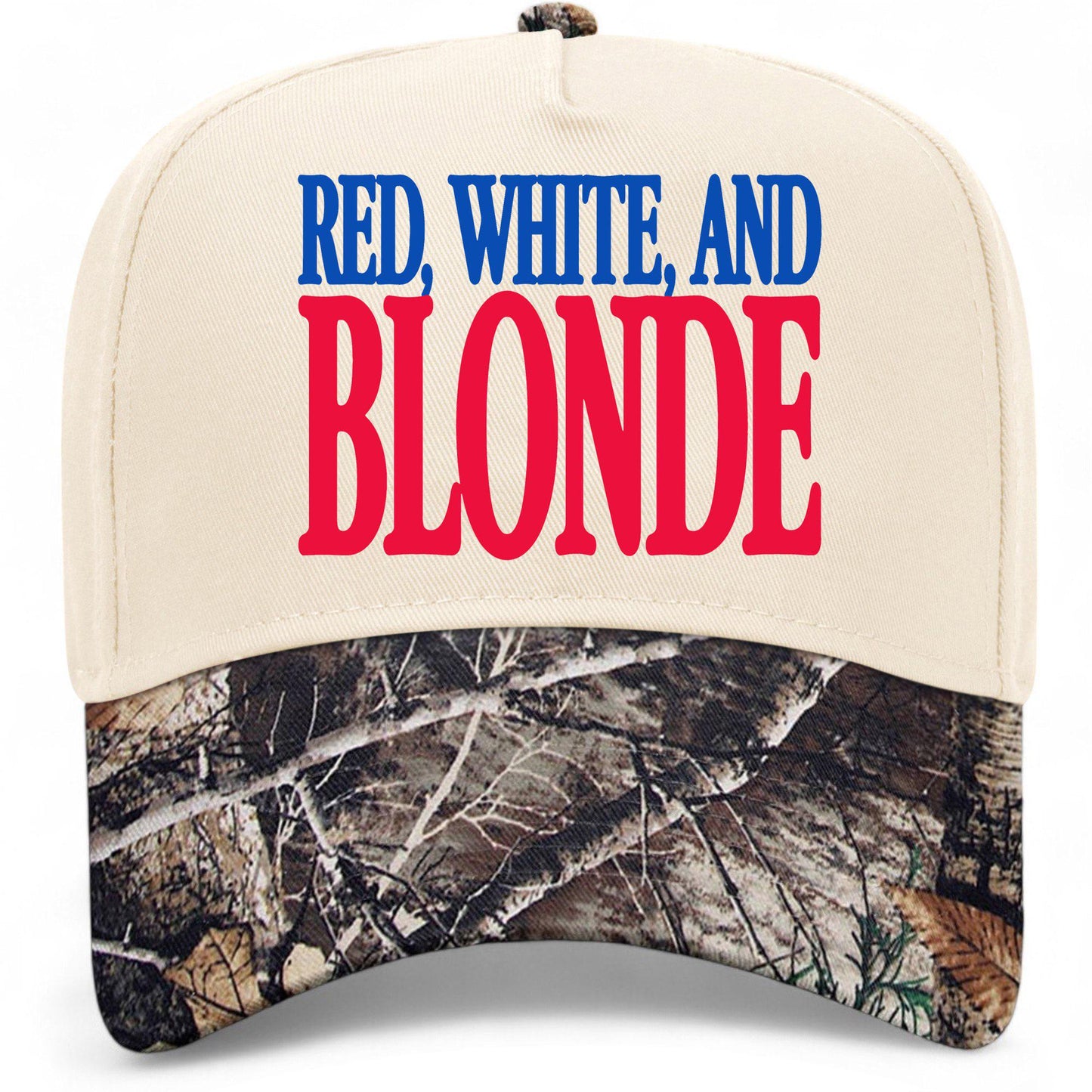 Red, White, and Blonde Hat
